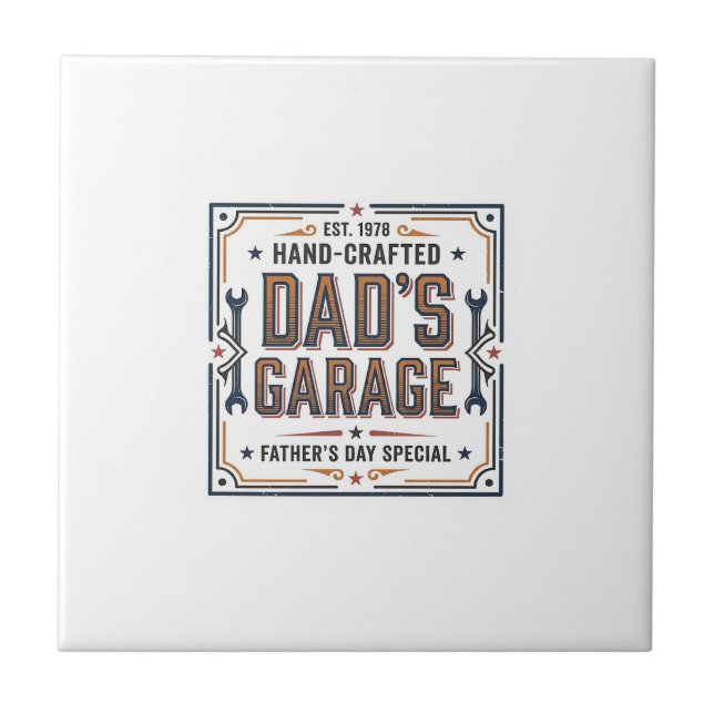 Dads Garage Vintage Fathers Day Tile (Front)