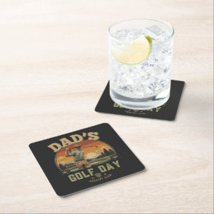 Dad's Golf Day Square Paper Coaster