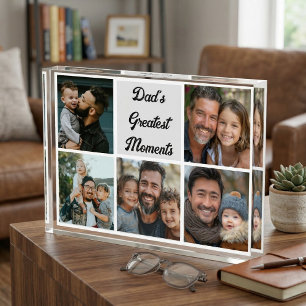 Dad's Greatest Moments Custom Family Photo Collage Block