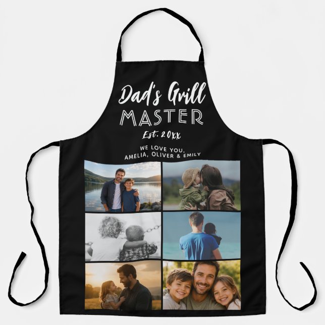 Dad's Grill Master Custom 6 Photo Collage Apron (Front)