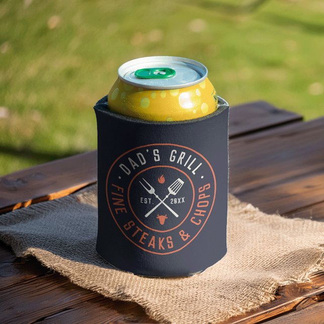 Dad's Grill Personalised Year Established Can Cooler (Creator Uploaded)