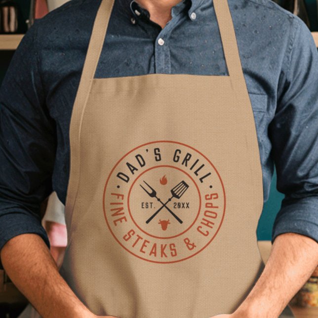 Dad's Grill Personalised Year Established Standard Apron (Creator Uploaded)
