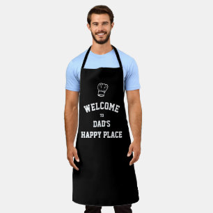 DADS HAPPY PLACE Chef Hat Custom BLACK Apron