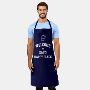 DAD'S HAPPY PLACE   Chef Hat   Custom BLUE Apron