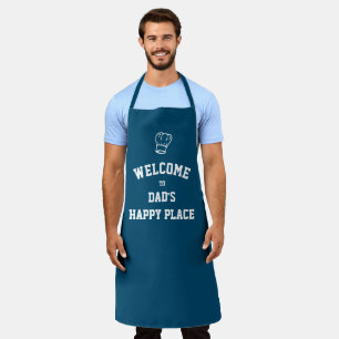 DAD'S HAPPY PLACE   Chef Hat   Custom TEAL BLUE Apron