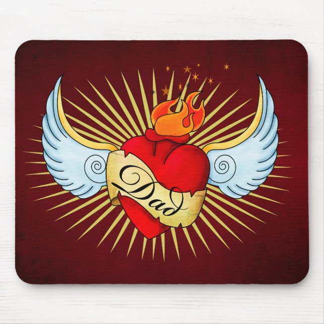 Dad's Heart Mouse Mat (Front)