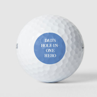 Dad's Hole-in-One Hero Initials Blue&white Golf Balls
