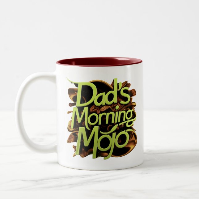 "Dad's Morning Mojo" Two-Tone Coffee Mug (Left)