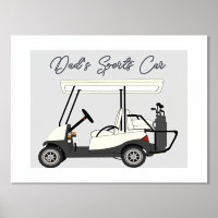Dad's Mum's Sports Car Golf Cart Foil Text Poster