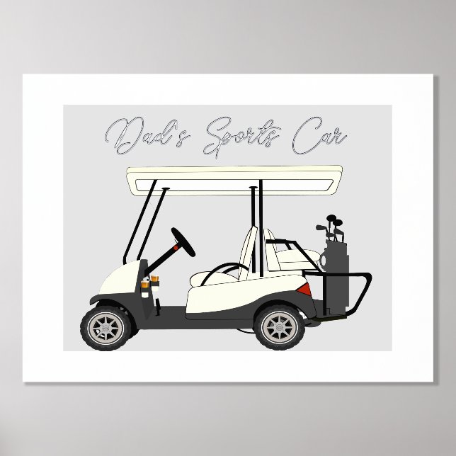 Dad's Mum's Sports Car Golf Cart Foil Text Poster (Front)
