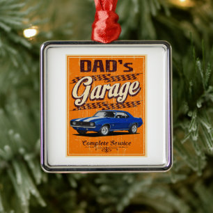 Dad's Muscle Car Garage Metal Tree Decoration