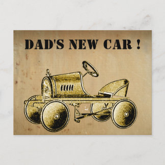 Dad's New Car!... vintage style postcard