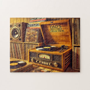 Dad's Record Collection Vintage Vinyl Turntable Jigsaw Puzzle
