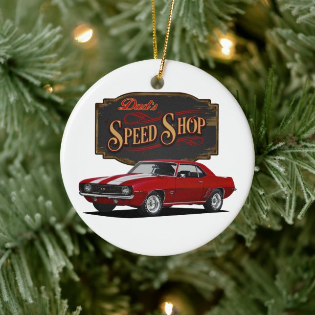 Dad's Red Speed Shop Ceramic Tree Decoration (Tree)