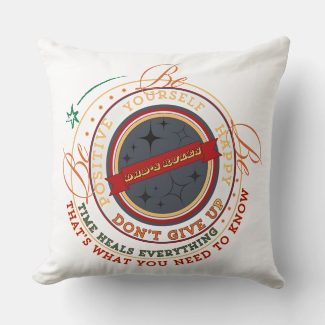 Dad's Rules Circular Badge Cushion (Front)