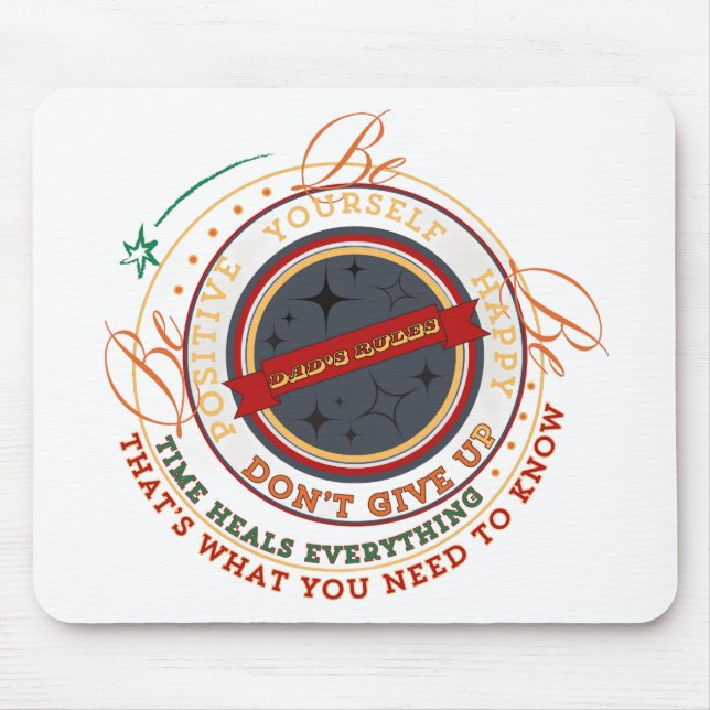 Dad's Rules Circular Badge Mouse Mat (Front)