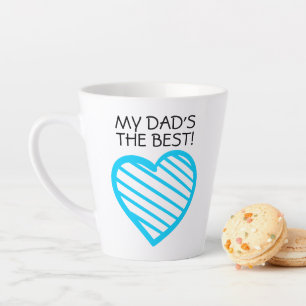 DAD'S THE BEST   Cute Blue Striped Heart Latte Mug