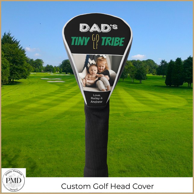 Dads Tiny Golf Tribe Custom Father's Day Photo Head Cover (Dads Tiny Golf Tribe Custom Father's Day Photo Golf Head Cover with Children's Names, Photo.)