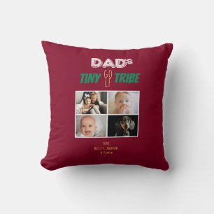 Dads Tiny Golf Tribe Fathers Day 4 Photo Burgundy Cushion