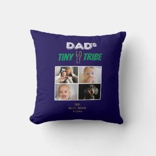 Dads Tiny Golf Tribe Fathers Day 4 Photo Navy Blue Cushion