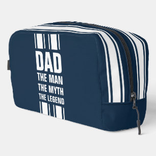Dad's White Racing Stripe Navy Blue Overnight Bag