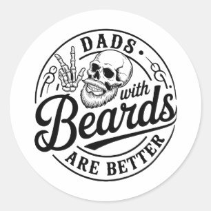 Dads With Beards Are Better Father’s Day Skull Classic Round Sticker