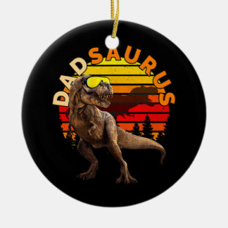 DADSAURUS Jurassic T Rex Dad Retro Vintage World Ceramic Tree Decoration