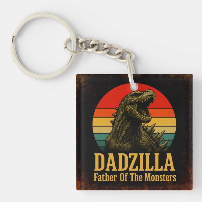Dadzilla Father Of The Monsters Fathers Day Key Ring (Front)