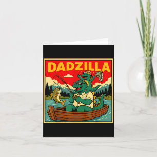 Dadzilla fishing dinosaur father and son retro  card