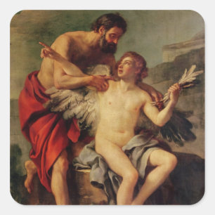 Daedalus Attaching Icarus' Wings, c.1754 Square Sticker