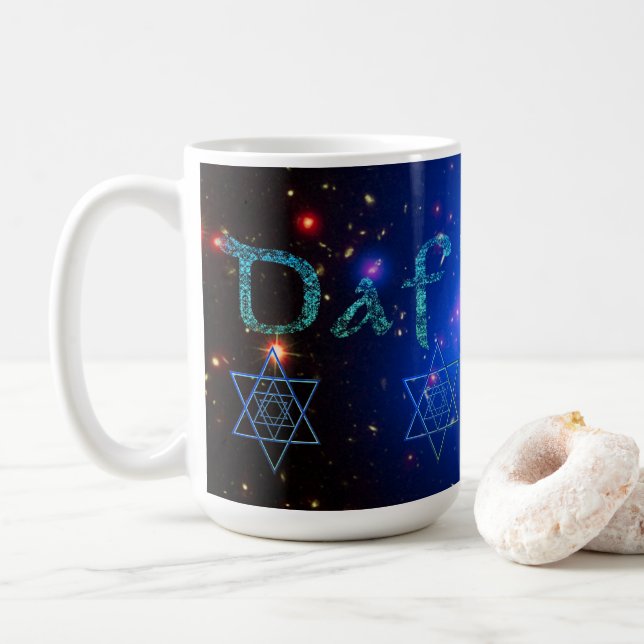 Daf Yomi Stars and Space Coffee Mug (With Donut)