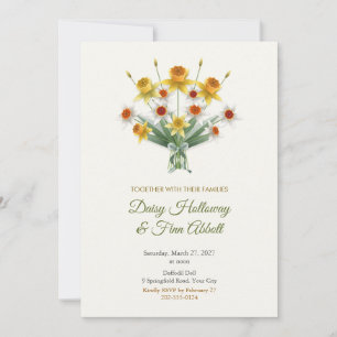 Daffodil and Narcissus Bouquet Spring Wedding Invitation
