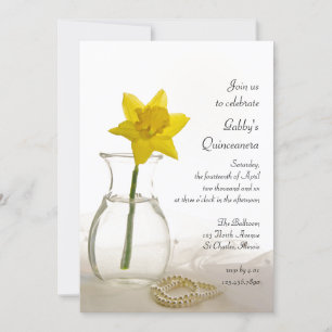 Daffodil and Pearls Quinceanera Party Invitation