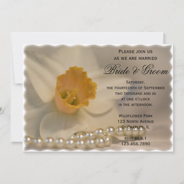 Daffodil and Pearls Wedding Invitation (Front)