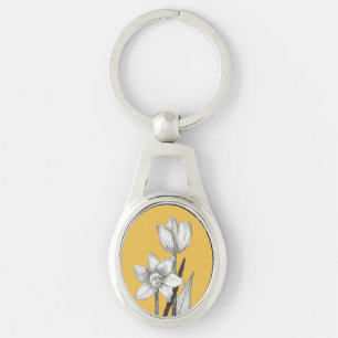 Daffodil and tulip key chain