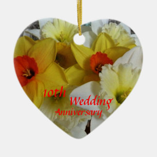 Daffodil Anniversary Keepsake Ceramic Tree Decoration