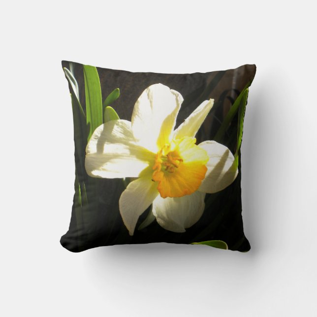 Daffodil at Daybreak Throw Pillow (Front)