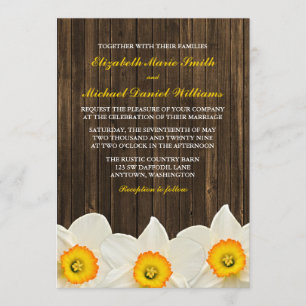 Daffodil Barn Wood Wedding Invitation