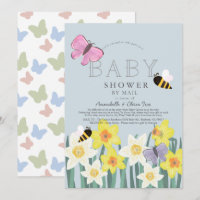 Daffodil Butterfly Bee Floral Baby Shower by Mail