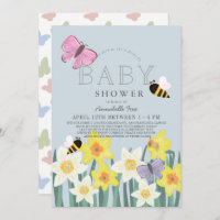 Daffodil Butterfly Bee Floral Drive-by Baby Shower