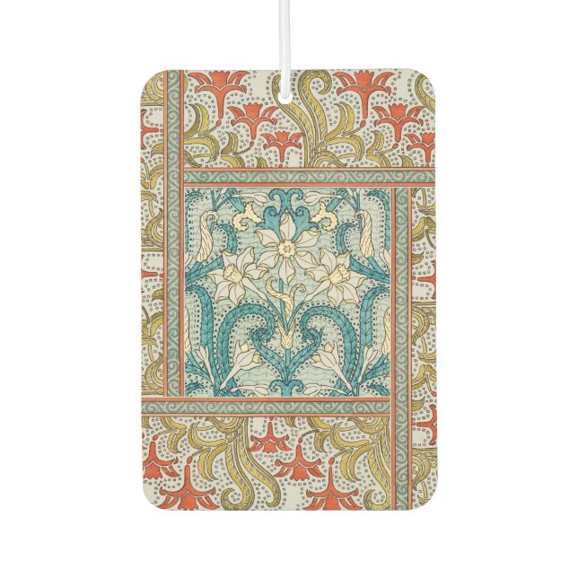 Daffodil chintz art nouveau flower wallpaper car air freshener (Front)