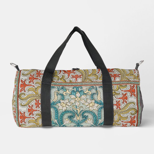 Daffodil chintz art nouveau flower wallpaper duffle bag (Front)