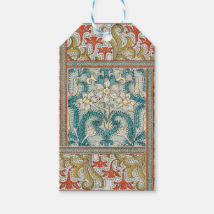 Daffodil chintz art nouveau flower wallpaper gift tags