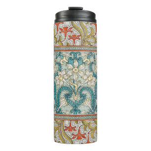 Daffodil chintz art nouveau flower wallpaper thermal tumbler