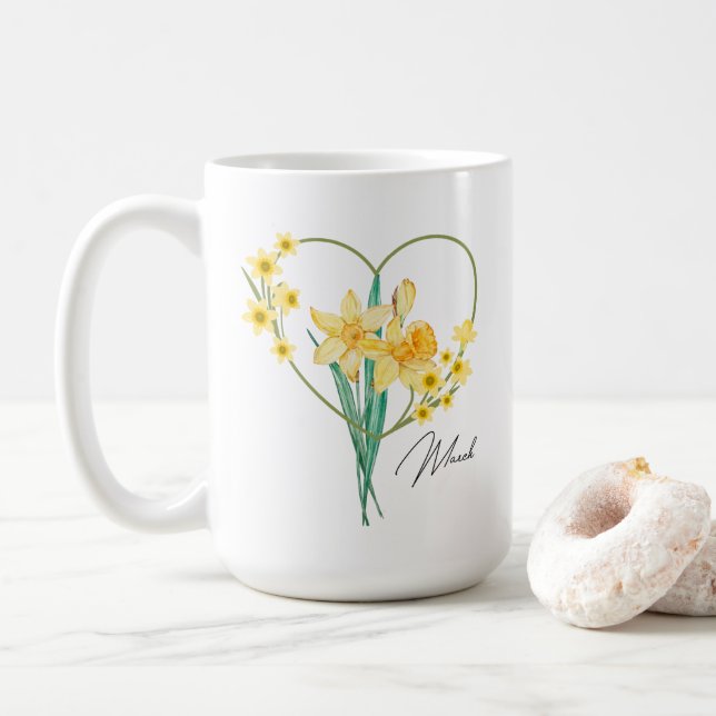 Daffodil Coffee Mug Birth Flower (With Donut)