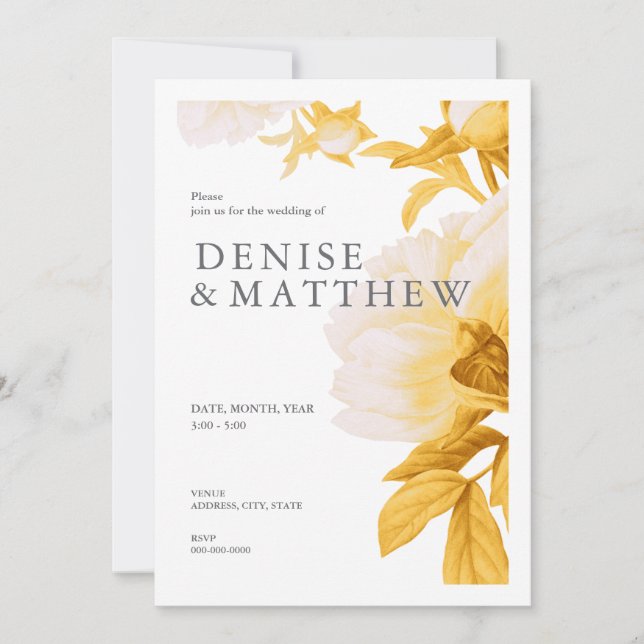 Daffodil Coloured Wedding Invitation (Front)