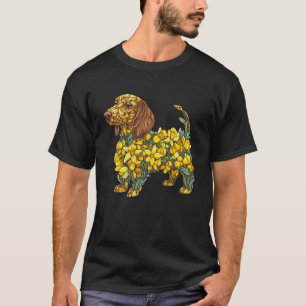 Daffodil Dachshund Dog Flower Gardening Floral T-Shirt