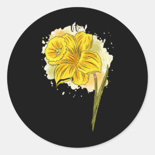 Daffodil Daffodils Flowers Floral Spring Easter Da Classic Round Sticker