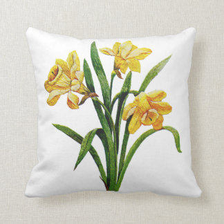 Daffodil Faux Crewel Embroidered Pillow
