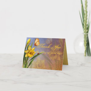 Daffodil Flower and Bud Wedding Thank You Card